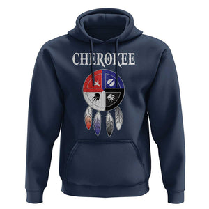 Cherokee Hoodie Native American Tribes Medicine Wheel Dreamcatcher Spirit Animal Paws TS11 Navy Print Your Wear