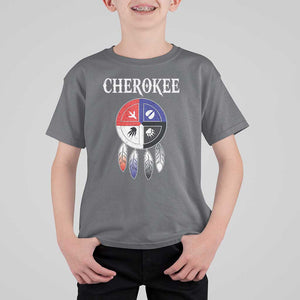 Cherokee T Shirt For Kid Native American Tribes Medicine Wheel Dreamcatcher Spirit Animal Paws TS11 Charcoal Print Your Wear