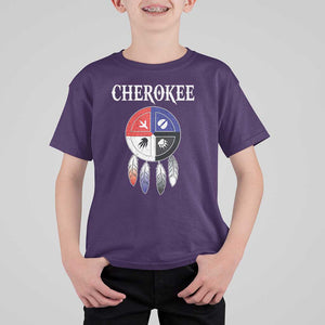 Cherokee T Shirt For Kid Native American Tribes Medicine Wheel Dreamcatcher Spirit Animal Paws TS11 Purple Print Your Wear