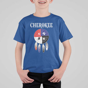 Cherokee T Shirt For Kid Native American Tribes Medicine Wheel Dreamcatcher Spirit Animal Paws TS11 Royal Blue Print Your Wear