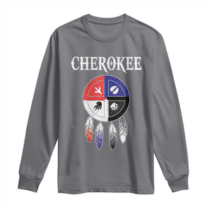Cherokee Long Sleeve Shirt Native American Tribes Medicine Wheel Dreamcatcher Spirit Animal Paws TS11 Charcoal Print Your Wear
