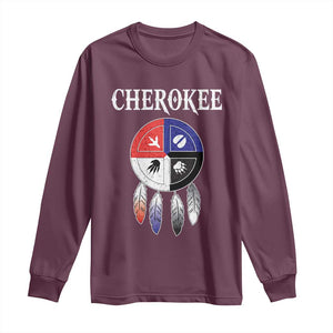Cherokee Long Sleeve Shirt Native American Tribes Medicine Wheel Dreamcatcher Spirit Animal Paws TS11 Maroon Print Your Wear