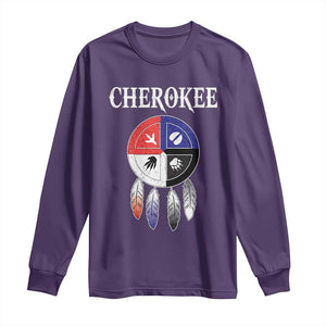 Cherokee Long Sleeve Shirt Native American Tribes Medicine Wheel Dreamcatcher Spirit Animal Paws TS11 Purple Print Your Wear