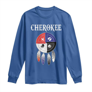 Cherokee Long Sleeve Shirt Native American Tribes Medicine Wheel Dreamcatcher Spirit Animal Paws TS11 Royal Blue Print Your Wear