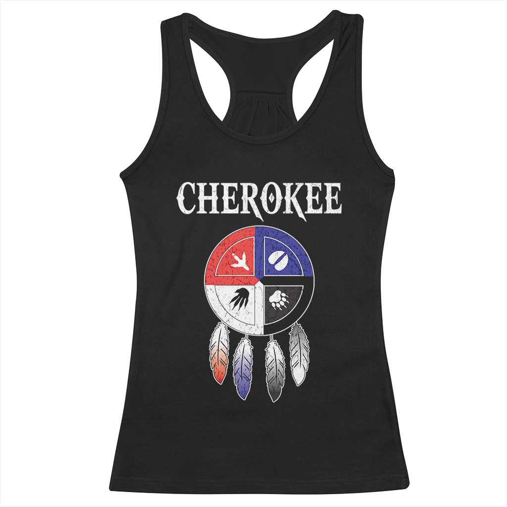 Cherokee Racerback Tank Top Native American Tribes Medicine Wheel Dreamcatcher Spirit Animal Paws TS11 Black Print Your Wear