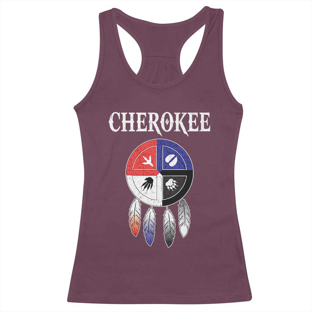 Cherokee Racerback Tank Top Native American Tribes Medicine Wheel Dreamcatcher Spirit Animal Paws TS11 Maroon Print Your Wear