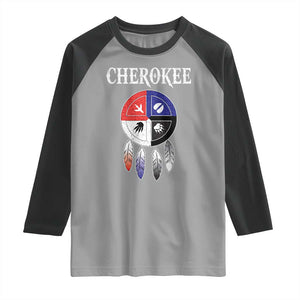 Cherokee Raglan Shirt Native American Tribes Medicine Wheel Dreamcatcher Spirit Animal Paws TS11 Sport Gray Black Print Your Wear