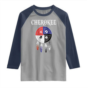 Cherokee Raglan Shirt Native American Tribes Medicine Wheel Dreamcatcher Spirit Animal Paws TS11 Sport Gray Navy Print Your Wear