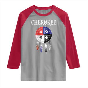 Cherokee Raglan Shirt Native American Tribes Medicine Wheel Dreamcatcher Spirit Animal Paws TS11 Sport Gray Red Print Your Wear