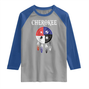 Cherokee Raglan Shirt Native American Tribes Medicine Wheel Dreamcatcher Spirit Animal Paws TS11 Sport Gray Royal Print Your Wear