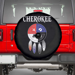 Cherokee Spare Tire Cover Native American Tribes Medicine Wheel Dreamcatcher Spirit Animal Paws TS11 Black Print Your Wear
