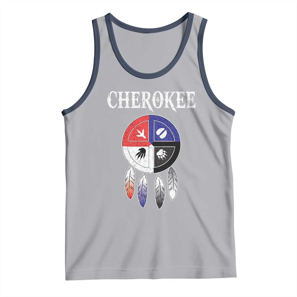 Cherokee Tank Top Native American Tribes Medicine Wheel Dreamcatcher Spirit Animal Paws TS11 Athletic Heather Navy Print Your Wear