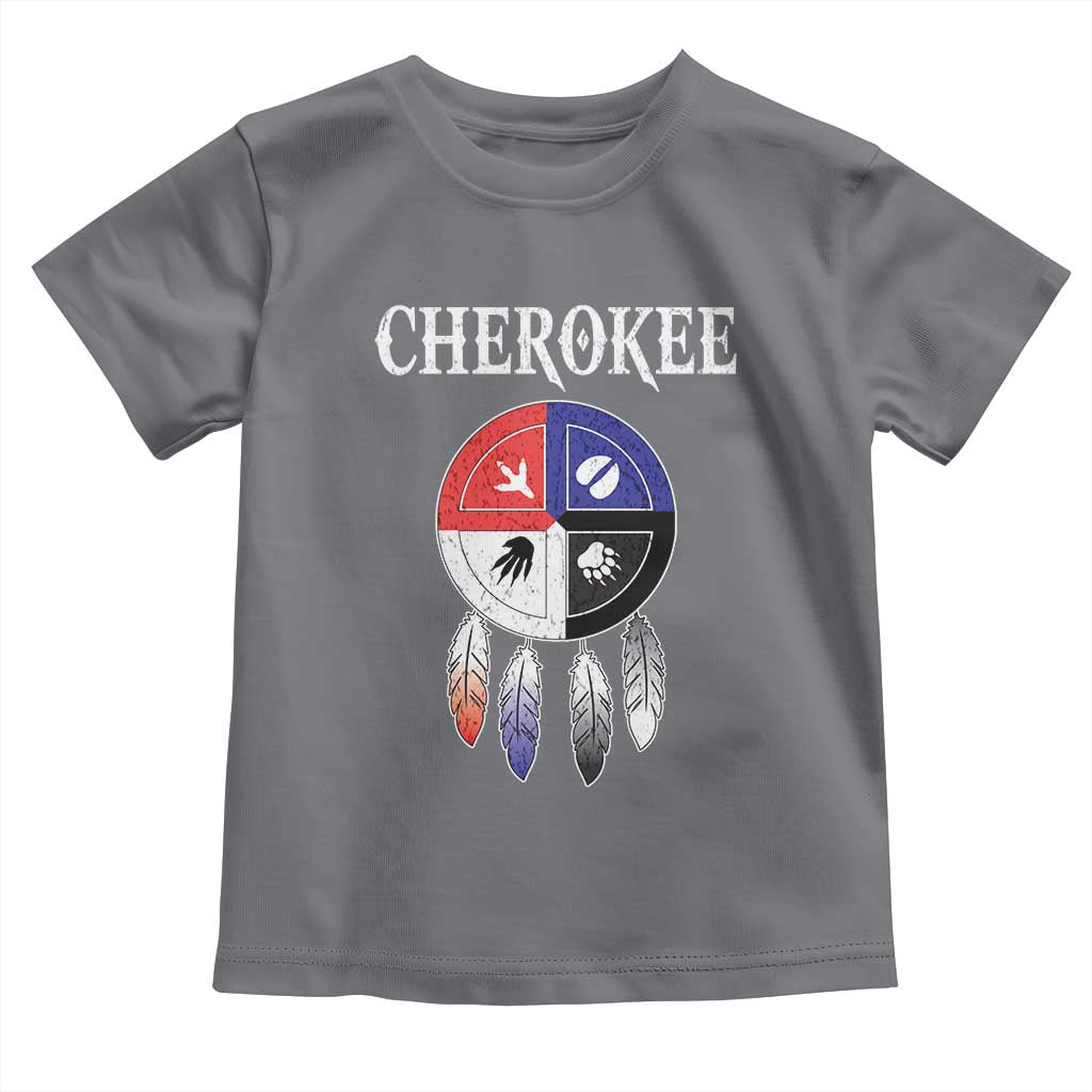 Cherokee Toddler T Shirt Native American Tribes Medicine Wheel Dreamcatcher Spirit Animal Paws TS11 Charcoal Print Your Wear