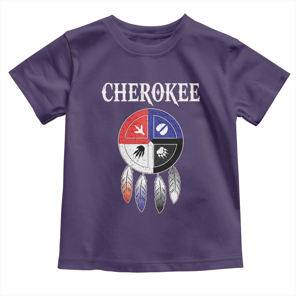 Cherokee Toddler T Shirt Native American Tribes Medicine Wheel Dreamcatcher Spirit Animal Paws TS11 Purple Print Your Wear