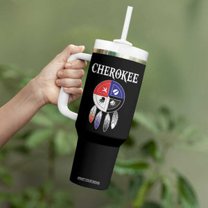 Cherokee Tumbler With Handle Native American Tribes Medicine Wheel Dreamcatcher Spirit Animal Paws TS11 Print Your Wear