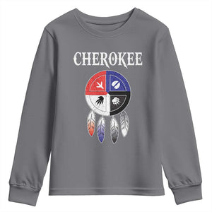 Cherokee Youth Sweatshirt Native American Tribes Medicine Wheel Dreamcatcher Spirit Animal Paws TS11 Charcoal Print Your Wear