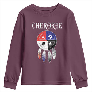 Cherokee Youth Sweatshirt Native American Tribes Medicine Wheel Dreamcatcher Spirit Animal Paws TS11 Maroon Print Your Wear