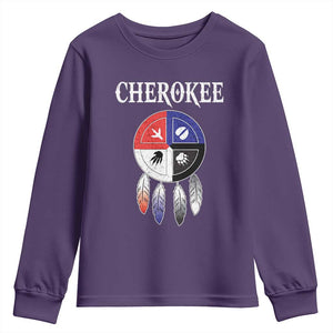 Cherokee Youth Sweatshirt Native American Tribes Medicine Wheel Dreamcatcher Spirit Animal Paws TS11 Purple Print Your Wear