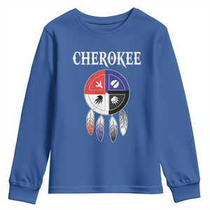 Cherokee Youth Sweatshirt Native American Tribes Medicine Wheel Dreamcatcher Spirit Animal Paws TS11 Royal Blue Print Your Wear