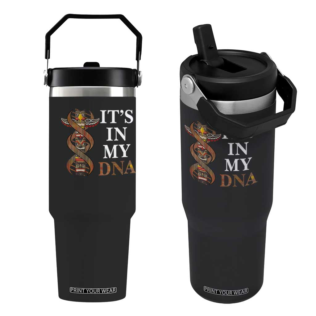 Native American Flip Straw Tumbler It's In My DNA Totem Indigenous USA TS11 One Size: 30 oz Black Print Your Wear