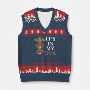 Native American V-Neck Knit Sweater Vest It's In My DNA Totem Indigenous USA TS11 Navy Red Print Your Wear