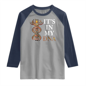 Native American Raglan Shirt It's In My DNA Totem Indigenous USA TS11 Sport Gray Navy Print Your Wear