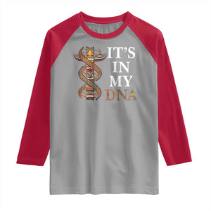 Native American Raglan Shirt It's In My DNA Totem Indigenous USA TS11 Sport Gray Red Print Your Wear