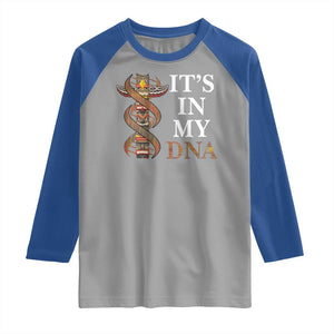 Native American Raglan Shirt It's In My DNA Totem Indigenous USA TS11 Sport Gray Royal Print Your Wear