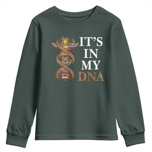 Native American Youth Sweatshirt It's In My DNA Totem Indigenous USA TS11 Dark Forest Green Print Your Wear