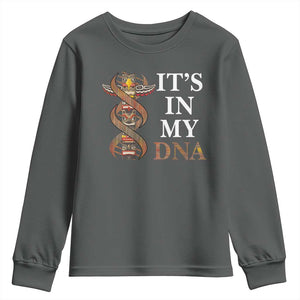 Native American Youth Sweatshirt It's In My DNA Totem Indigenous USA TS11 Dark Heather Print Your Wear