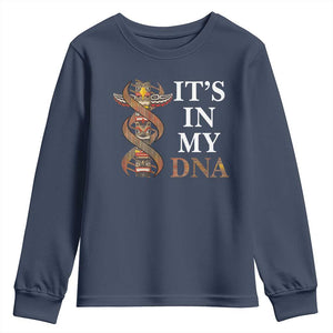 Native American Youth Sweatshirt It's In My DNA Totem Indigenous USA TS11 Navy Print Your Wear