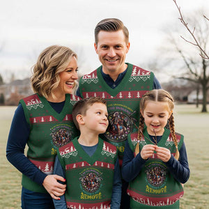 Native American V-Neck Knit Sweater Vest We Are The Grandchildren Of The Indians Indigenous Warrior TS11 Red Green Print Your Wear