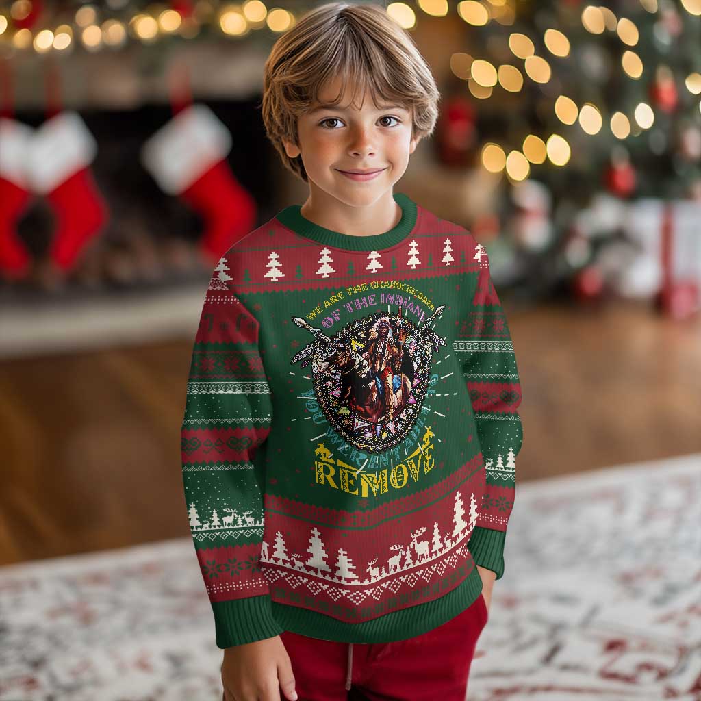 Native American Ugly Christmas Sweater We Are The Grandchildren Of The Indians Indigenous Warrior TS11 Christmas Print Your Wear