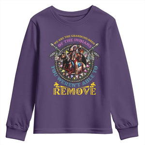 Native American Youth Sweatshirt We Are The Grandchildren Of The Indians Indigenous Warrior TS11 Purple Print Your Wear