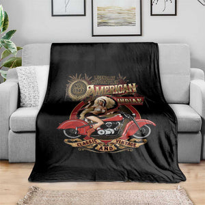 Native American Rider Throw Blanket American Indian Legendary Motorcycle Vintage Pin Up Girl TS11 Print Your Wear
