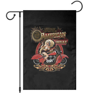 Native American Rider Garden Flag American Indian Legendary Motorcycle Vintage Pin Up Girl TS11 Black Print Your Wear