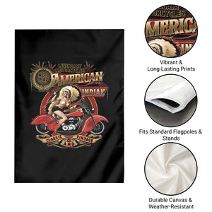 Native American Rider Garden Flag American Indian Legendary Motorcycle Vintage Pin Up Girl TS11 Print Your Wear