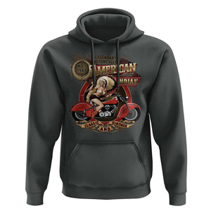 Native American Rider Hoodie American Indian Legendary Motorcycle Vintage Pin Up Girl TS11 Dark Heather Print Your Wear