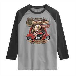 Native American Rider Raglan Shirt American Indian Legendary Motorcycle Vintage Pin Up Girl TS11 Sport Gray Black Print Your Wear