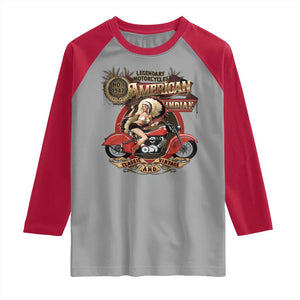 Native American Rider Raglan Shirt American Indian Legendary Motorcycle Vintage Pin Up Girl TS11 Sport Gray Red Print Your Wear