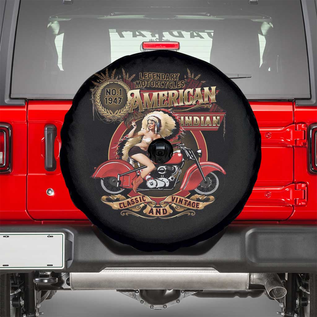 Native American Rider Spare Tire Cover American Indian Legendary Motorcycle Vintage Pin Up Girl TS11 Black Print Your Wear