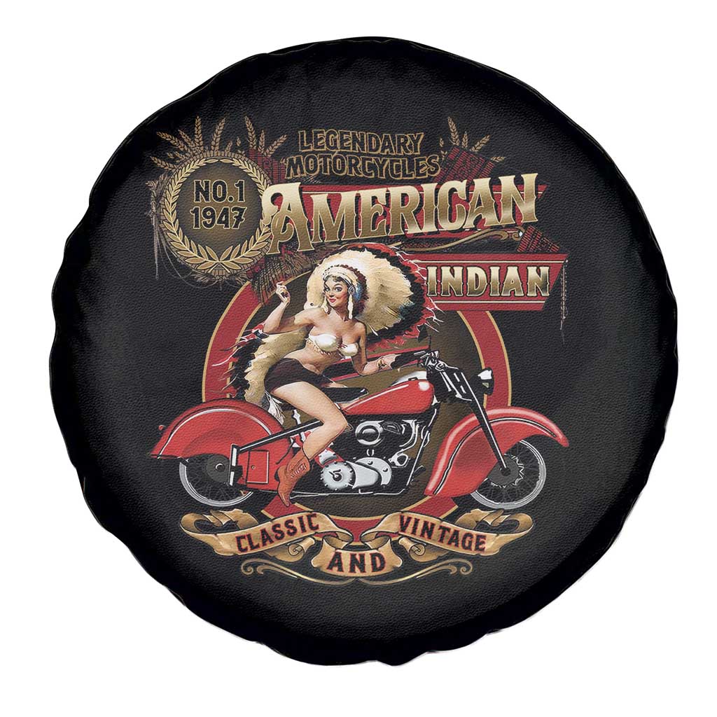Native American Rider Spare Tire Cover American Indian Legendary Motorcycle Vintage Pin Up Girl TS11 Print Your Wear