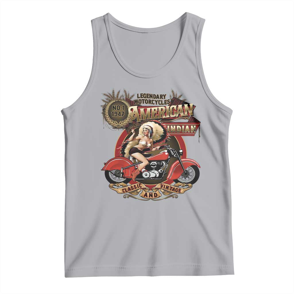 Native American Rider Tank Top American Indian Legendary Motorcycle Vintage Pin Up Girl TS11 Athletic Heather Print Your Wear