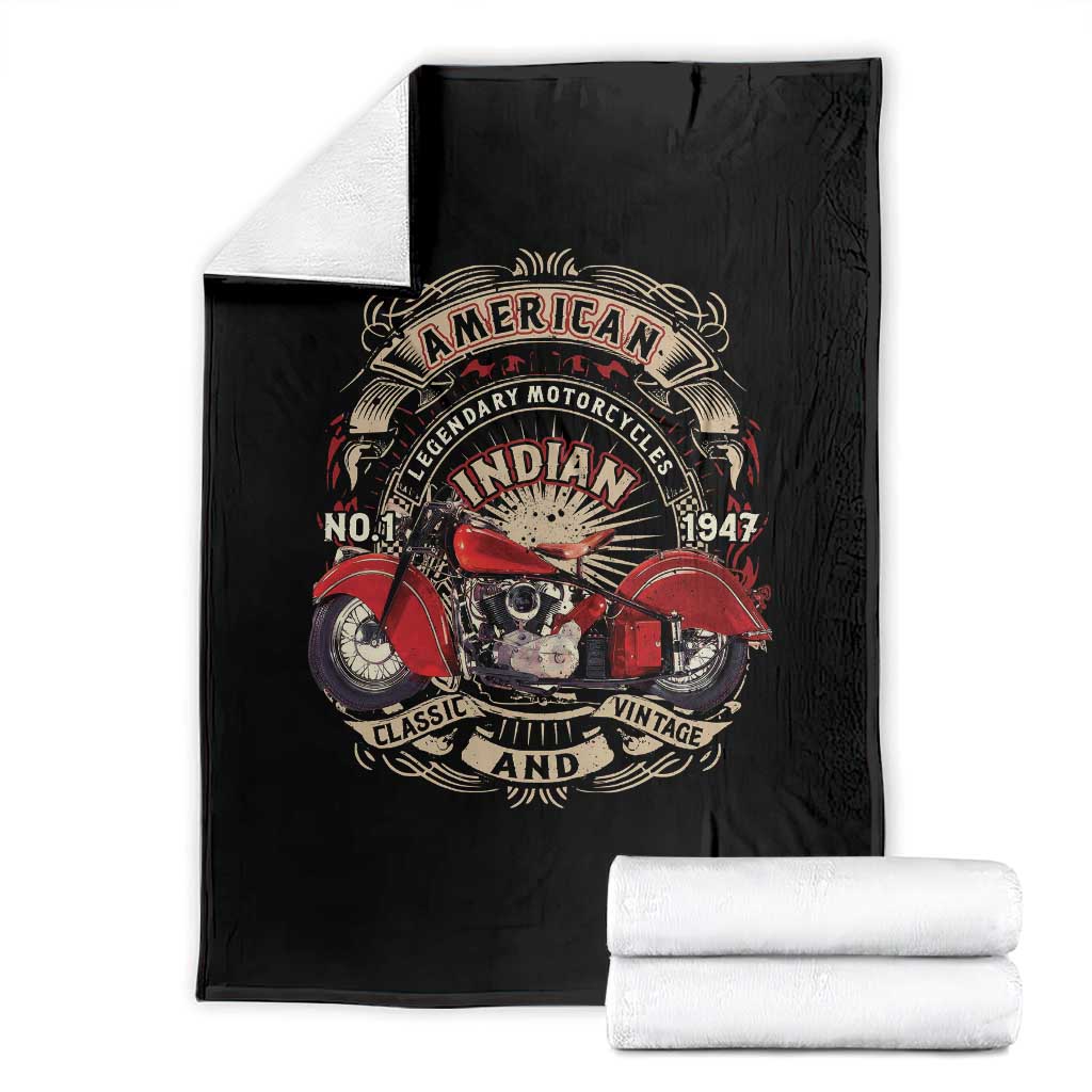 Native American Rider Throw Blanket American Indian Legendary Motorcycle Vintage Biker TS11 Black Print Your Wear