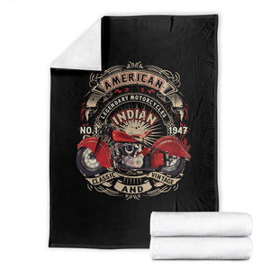 Native American Rider Throw Blanket American Indian Legendary Motorcycle Vintage Biker TS11 Black Print Your Wear