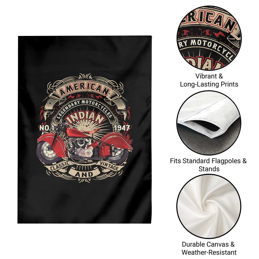 Native American Rider Garden Flag American Indian Legendary Motorcycle Vintage Biker TS11 Print Your Wear
