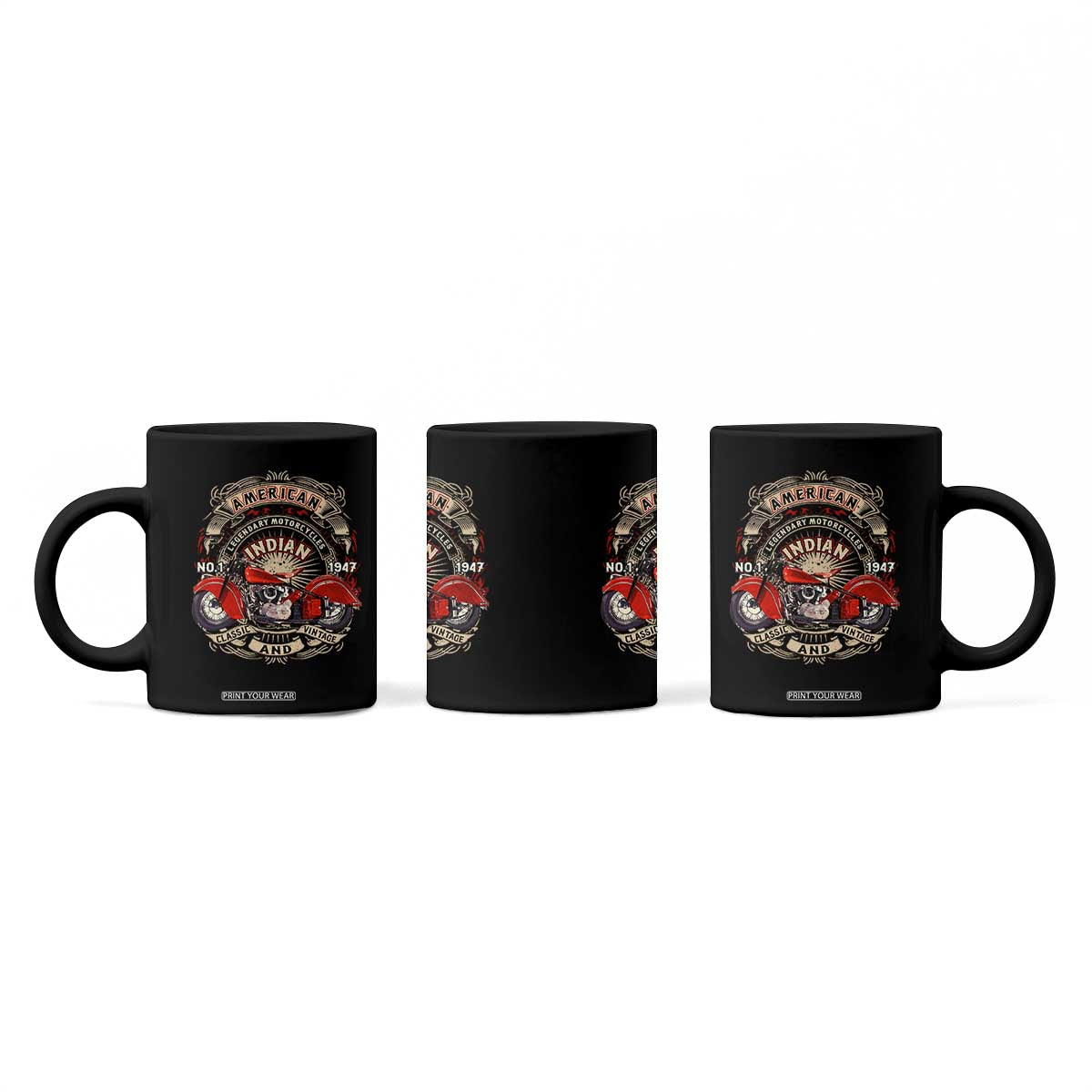 Native American Rider Coffee Mug American Indian Legendary Motorcycle Vintage Biker TS11 Print Your Wear
