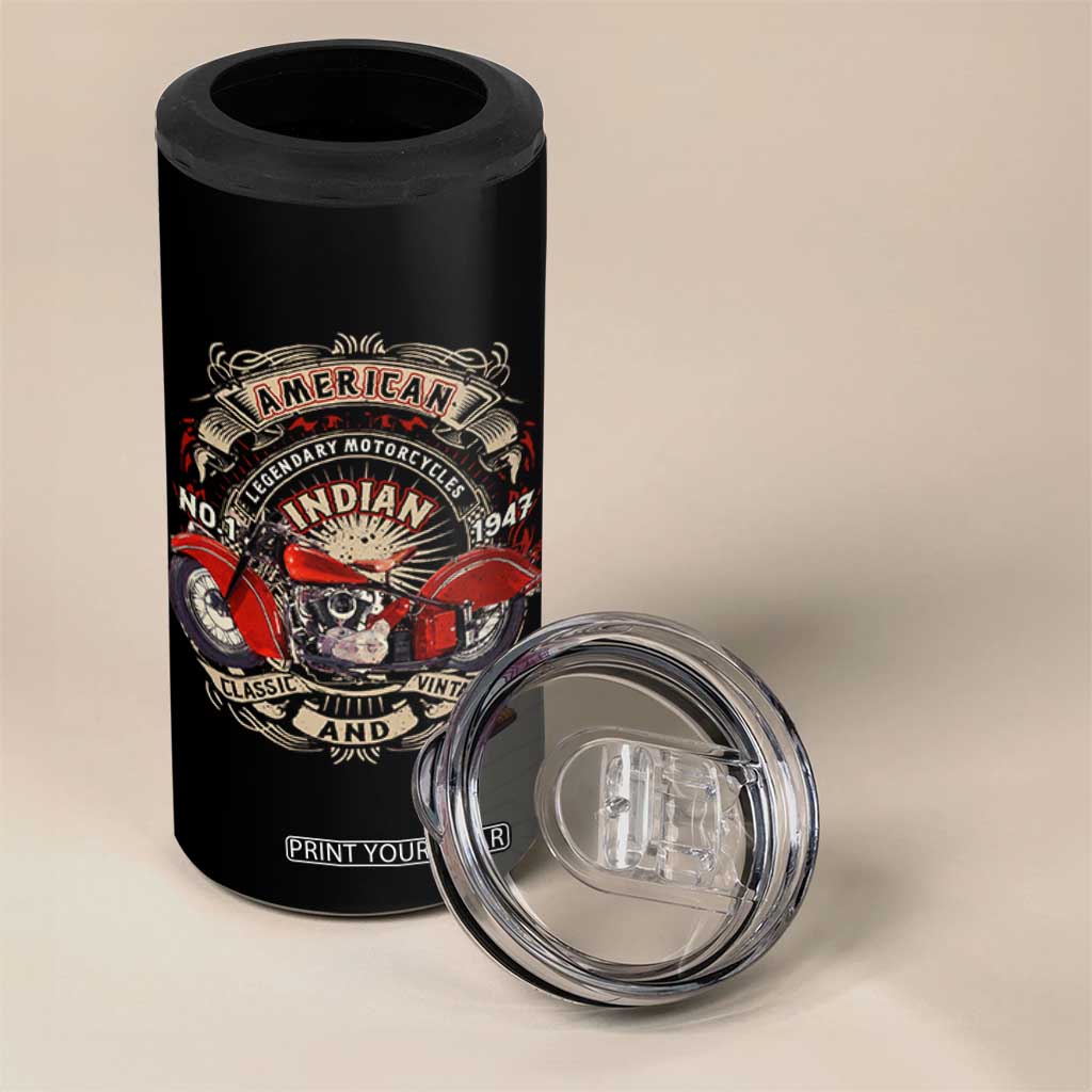 Native American Rider 4 in 1 Can Cooler Tumbler American Indian Legendary Motorcycle Vintage Biker TS11 Print Your Wear