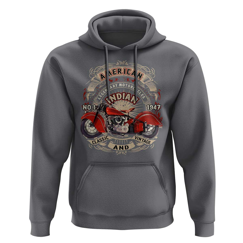 Native American Rider Hoodie American Indian Legendary Motorcycle Vintage Biker TS11 Charcoal Print Your Wear