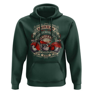 Native American Rider Hoodie American Indian Legendary Motorcycle Vintage Biker TS11 Dark Forest Green Print Your Wear